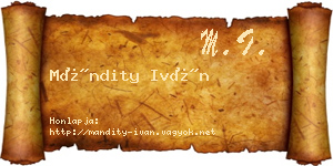 Mándity Iván névjegykártya